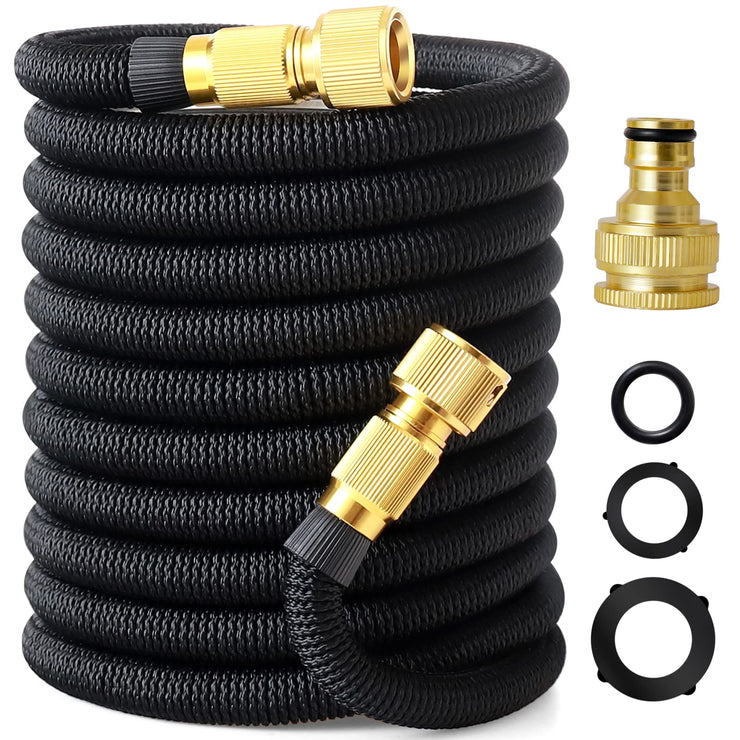 Expandable Garden Hose,Water Hosepipe Retractable Flexible Never Kink Hose Pipe for Pet & Car Washing, Cleaning, Watering Lawn and Garden(Reaching 50FT After Expansion)