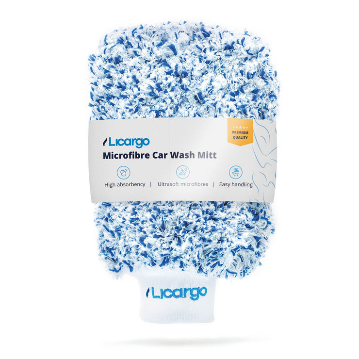 LICARGO® Car Wash Mitt - Made Of Ultrasoft Microfibre - Extremely Absorbent - Removes Stubborn Dirt Effortlessly - Sewn In Centre Seam For Maximum Grip - Microfibre Wash Mitt For Car Washing