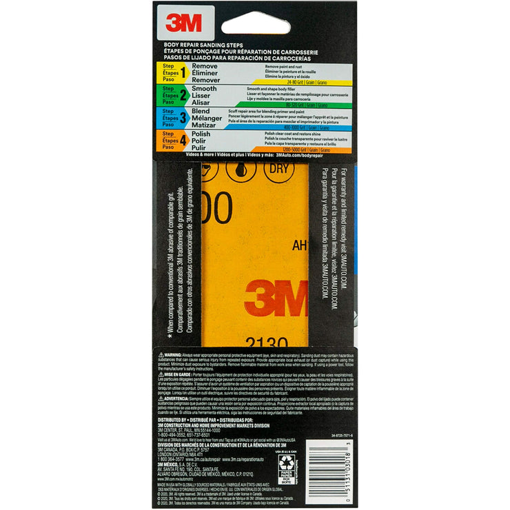 3M Wetordry Sandpaper, 03018, 400 Grit, 3 2/3 in x 9 in, 5 Sheets Per Pack