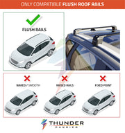 Thunder Carrier Roof Rack For KUGA 2020-2023 Roof Rails Roof Rack Cross Bars Aluminium Lockable - Fit Flush Rails Roof Rails, Cross Bar, Rail Carrier (CX482) (Black)