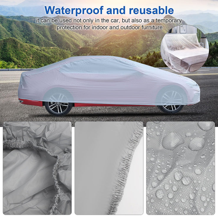 Shoze Car Cover 480x175x120CM Waterproof Breathable UV Universal Protection Outdoor Auto Cover Scratch Proof Durable Car Cover Indoor Car Covers for Winter Summer All Weather Protection (Large)