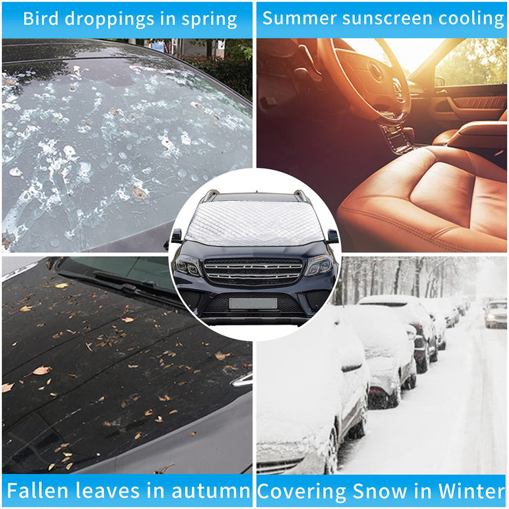 Car Windscreen Cover,Front Windshield Cover for Cars,Foldable Car Windscreen Frost Protector,Snow Cover,Ice Sun UV Dust Water Resistant for Cars in all Weather,Automotive Sun Shade,Fits Various Sizes