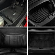 3W Car Floor Mat Fit for Tesla Model 3 2024 Highland,TPE All Weather Custom Fit Full Set 6PCS Car Mats Floor+Front Trunk Mat+Rear Storage Mat+Rear Trunk Mat, Dog Per Friendly,Waterproof,Anti Slip