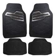 UKB4C Rubber Floor Mats Set - Heavy Duty with Shiny Carbon Effect Heel Pad for Van Car SUV