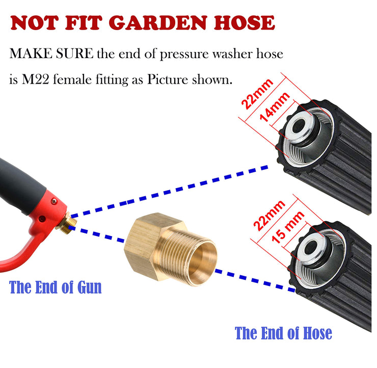 Tool Daily Deluxe Pressure Washer Gun, with Replacement Wand Extension, 5 Nozzle Tips, M22 Fitting, 40 Inch, 5000 PSI