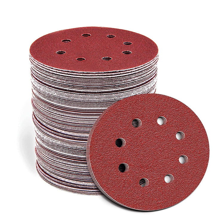 100PCS 125mm Sanding Discs Round 8 Hole Sanding Discs Pads 40/60/80/100/150/180/240/320/400/600 Hook and Loop Sandpaper for Random Orbital Sander