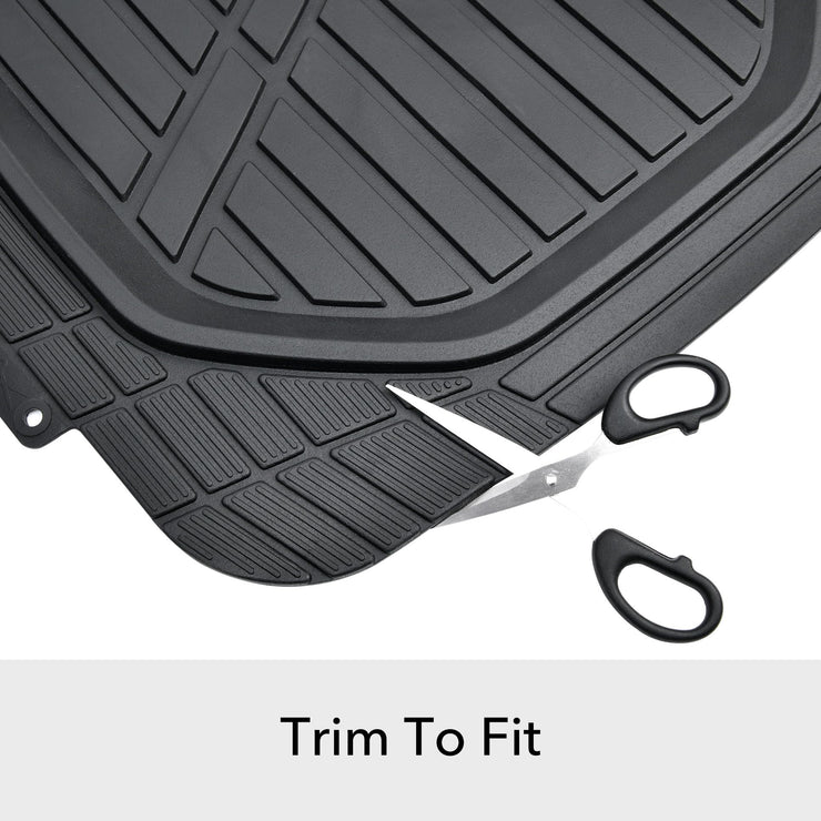 Amazon Basics Deep Dish Universal Heavy Duty PVC Faux Rubber Floor Mats Set 4-piece with Cargo Liner, All-Weather Protection waterproof Trim To Fit for Cars, Automotive, SUVs, Sedan, Trucks, Black