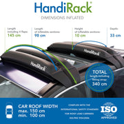 HandiWorld HRACK HandiRack Universal Car Roof Rack; Quick Fit Heavy-duty Roof Bars; Black, H10, W33, D146cm