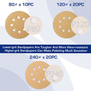 WORKPRO 50Pcs Sanding Discs 125mm, 80 120 240 Mixed Grits Hook and Loop Sandpaper, 3 Times Stronger Orbital Sander Discs with 8 Holes, Ideal for Grinding, Polishing and Rust Removal