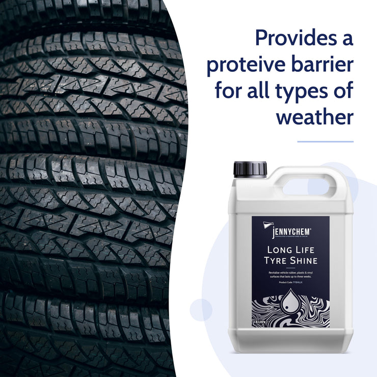 Jennychem Car Tyre Shine, Easy to Use Tyre Dressing, 5L, Long-lasting Gel for Superior Cleaning, Protection and Wet Look Black Gloss