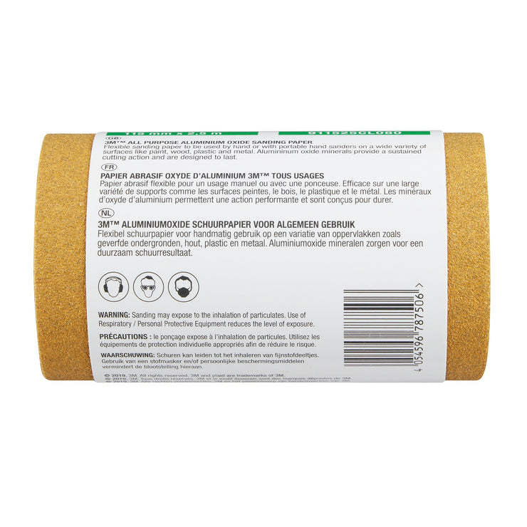 3M 025080UK SandBlaster Sandpaper Roll with Paint Stripping, 115 mm x 2.5 m, Yellow