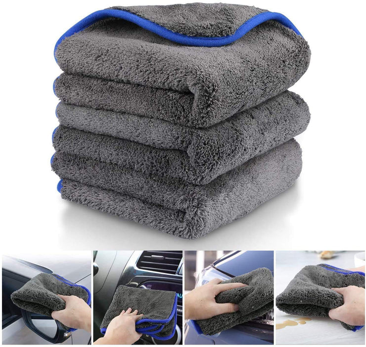 Microfibre Cleaning Towel, Fixget 3Pcs Microfibre Car Cleaning Cloths Car Drying Towel Car Wash Cleaning Auto Detailing Kitchen Cleaning Cloths Wax & Sealing Removal (1200 GSM)