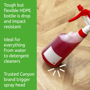 TEC Spray bottles 600ml UK Made for professional cleaning empty detailing plastic squirty sprayer clear refillable recyclable HPDE products Red trigger 28/400mm Water (2)