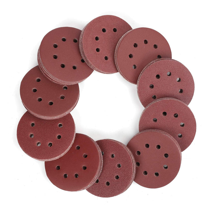 WORKPRO 150pcs Sanding Discs, 125mm/5-inch Sandpaper Set, Hook and Loop, 8 Holes, 60/80/100/120/150/180/240/320/400/600 Grits Assorted for Random Orbital Sander