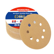 WORKPRO 50Pcs Sanding Discs 125mm, 80 120 240 Mixed Grits Hook and Loop Sandpaper, 3 Times Stronger Orbital Sander Discs with 8 Holes, Ideal for Grinding, Polishing and Rust Removal