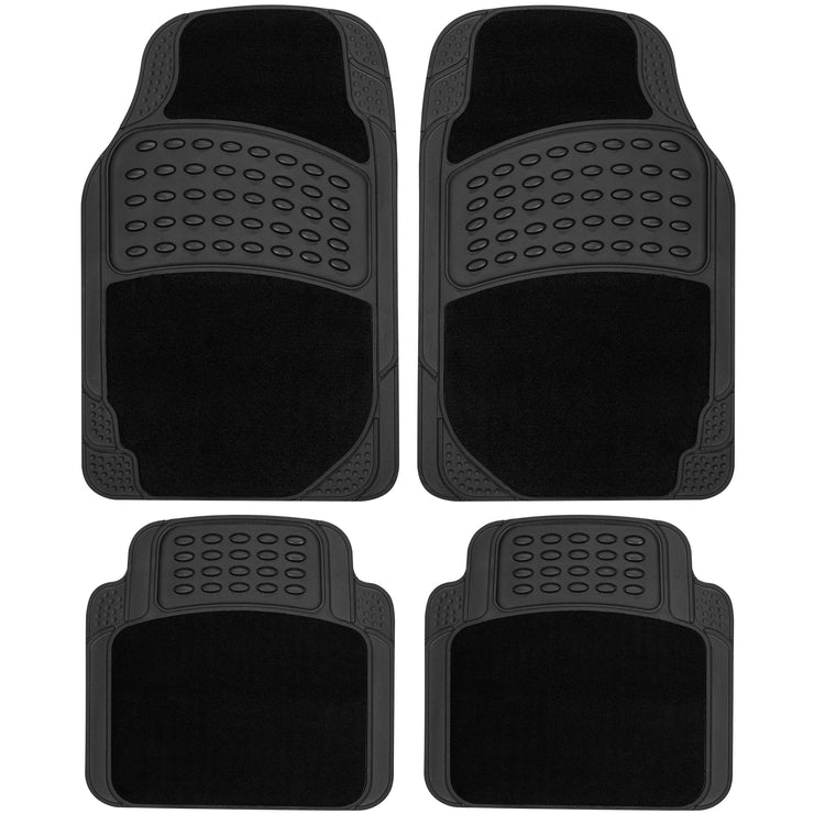 Nyxi 4 Piece Rubber Car Mat and Carpet (Front + Rear) Car Mat Floor Mat Universal Non-Slip Heavy Duty for Cars SUV Truck and VAN, Water Proof, All Weather