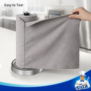 MR.SIGA Microfiber Cloths in Roll, Lint Free Cleaning Wipes, Value Pack Reusable Kitchen Towels, 50 Cleaning Cloths Per Roll, Gray