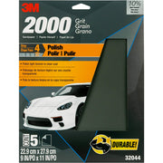 3M Wetordry Sandpaper, 32044, 2000 Grit, 9 inch x 11 inch, 5 Sheets Per Pack