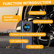 Tyre Inflator Air Compressor 12V DC, Digital Tyre Inflator 150 PSI, Preset Tyre Pressure & Auto Shutoff, with 3 Nozzle Adaptors, Electric Air Pump for Car Tyres, Bicycles, Other Inflatables