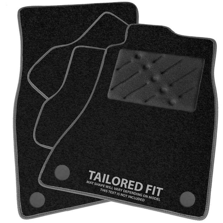 Car Mats FOR Jaguar XF 2008-2012 Black Carpet - Grey Ribbed Trim - Black Rectangle Heel Pad [SAPP-1049]