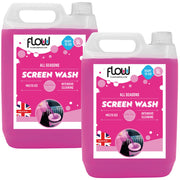 Flow 10 Litre Pink Ready To Use Screenwash | All Seasons Formula | Effective down to -5°C | Streak Free Finish (10 Litre)