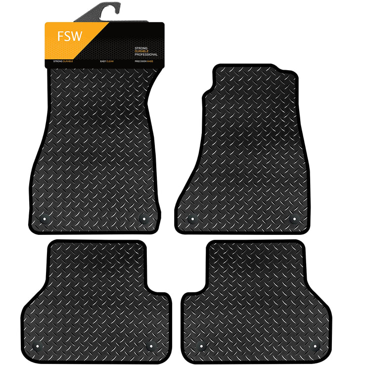 FSW - Tailored Mats - Fits AUDI A4 2016-Onwards - HEAVY DUTY 3mm Rubber Mat - Anti Slip Mat - Waterproof, Non Slip Car Floor Mat, Fitted with Clips & Anti Slip Backing - 4 Rubber Floor Mat Set