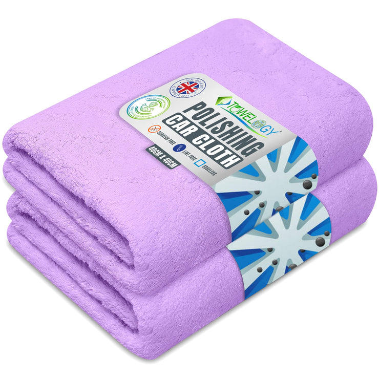 Towelogy® G76 Premium Car Polishing Cloth Lint Free & Ultra Soft For Professional Buffing To Enhance Gloss 40x40cm (Purple)