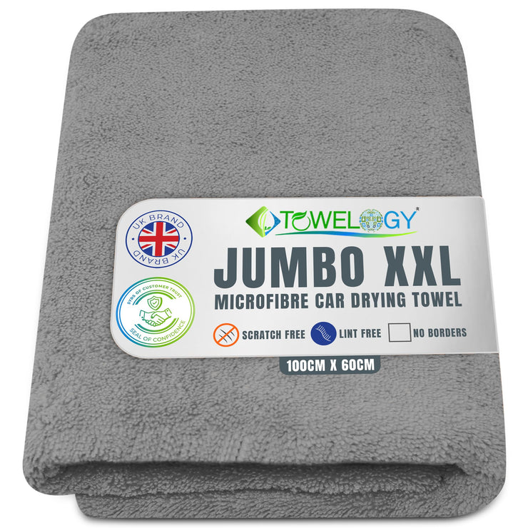 Towelogy® XXL Car Drying Towel Ultra Absorbing Mammoth 6.5 SQ FT One Pass Washing Detailing Microfibre Towels For Cars, SUV, Caravan, Trucks sand Boats (1, Grey)