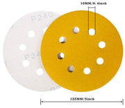 STEBRUAM 110PCS 125mm Sanding Discs, Orbital Sander Discs Include 60 80 100 120 150 180 240 320 400 600 and 800 Grit Sand Sheets