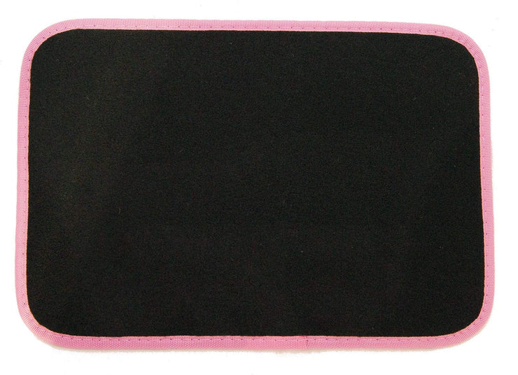 Set of 4 Anti Slip Black Pink Heart Velour Car Mat Set - Front and Rears