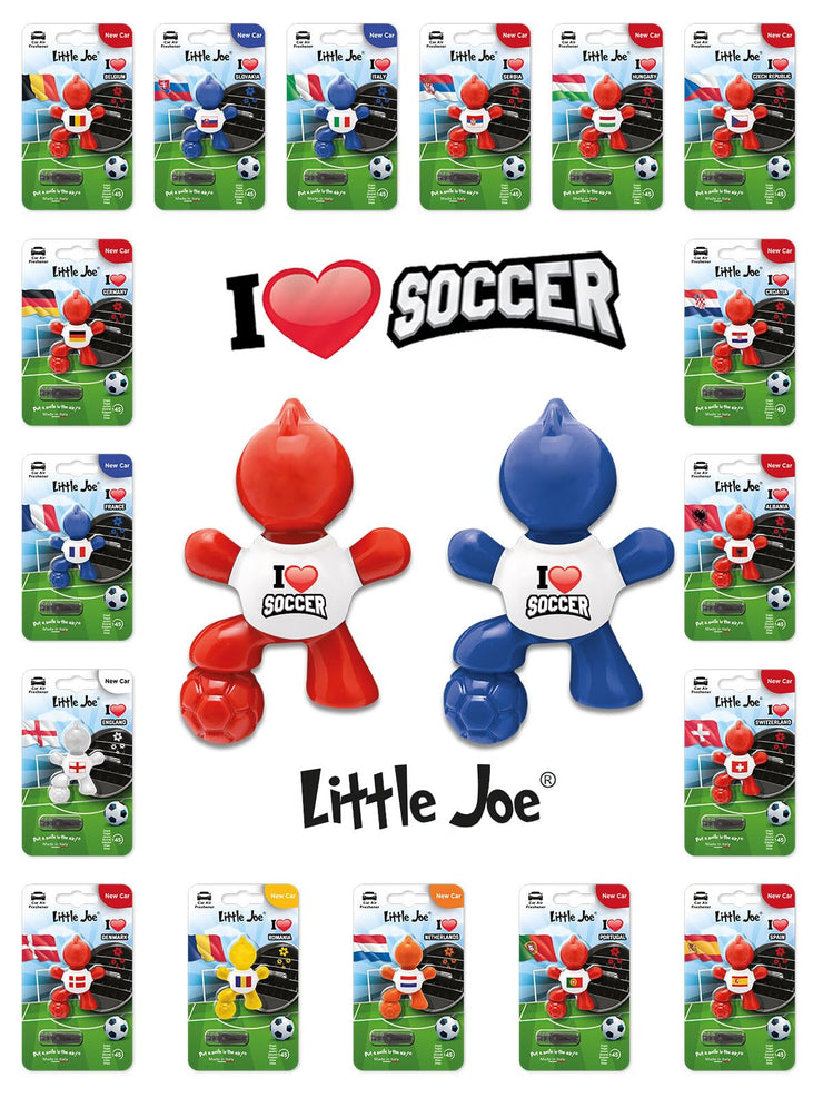 Little Joe - i Love Soccer - New Car Air Freshener - about 45 days of fresh air in your vehicle clip in the ventilation grille