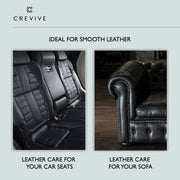 CREVIVE Leather Cleaner and Leather Conditioner with Aloe Vera incl. Sponge + 2x Cloth - Leather Cleaner for Sofas - Car Leather Cleaner and Conditioner - Leather Furniture Cleaner - Leather Care Kit