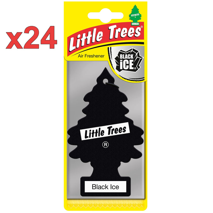 Little Trees Air Freshener Tree MTR0004B Black Ice Fragrance For Car Home Boat Caravan - 24 Pack