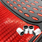 4Tress Revelation Car Floor Mat Set, Metallic Anti-Slip Universal Car Mats - Heavy Duty All Weather - Car Interior Accessory, Red Rubber 4 Mats set With 4 Tyre Valve Dust Caps