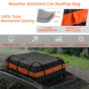 GiantexUK 15/21 Cubic Feet Car Roof Bag, Waterproof Cargo Top Carrier with Non-Slip Mat, Combination Lock, 6 Door Hooks & Straps, Rooftop Luggage Storage Box for Car Suv (Black+Orange, 424L)