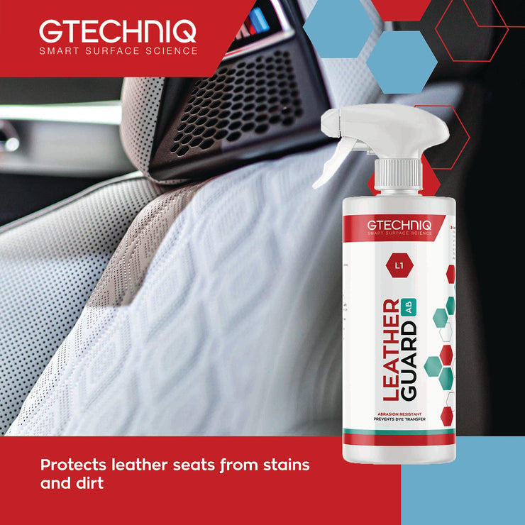 Gtechniq Leather Protector. L1 Leather Guard for Cars, Car Interior Protects Leather Seats from Abrasion and Stains. UV Resistant Lasts up to 12 Months - 500ml