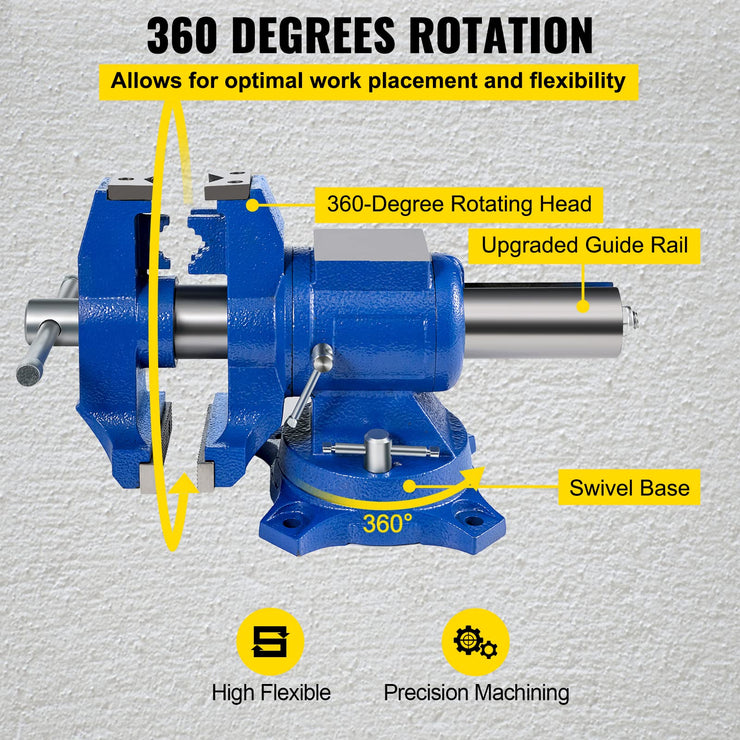 BestEquip Multipurpose Vise 6-Inch Bench Vise 360-Degree Rotation Clamp on Vise with Swivel Base and Head Heavy Duty Multi-Jaw Vise for Clamping Fixing Equipment Home or Industrial Use