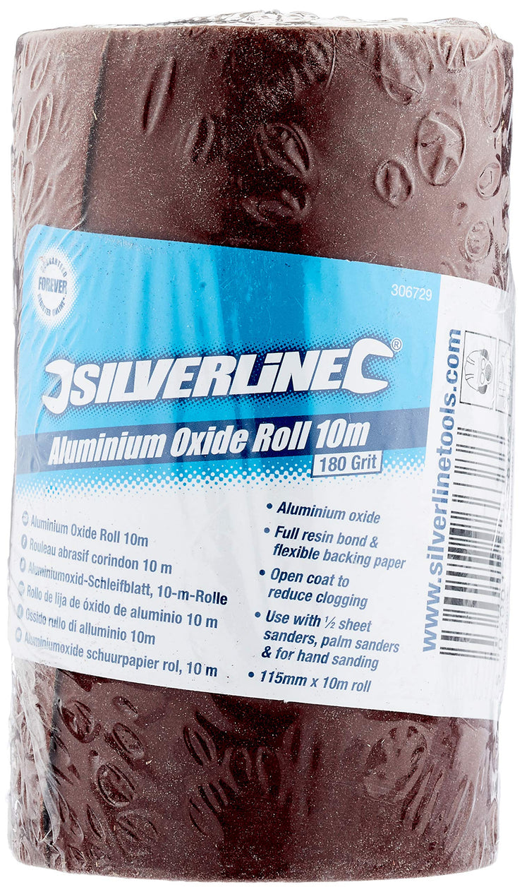 Silverline 306729 Aluminium Oxide Roll 10m 10m 180 Grit