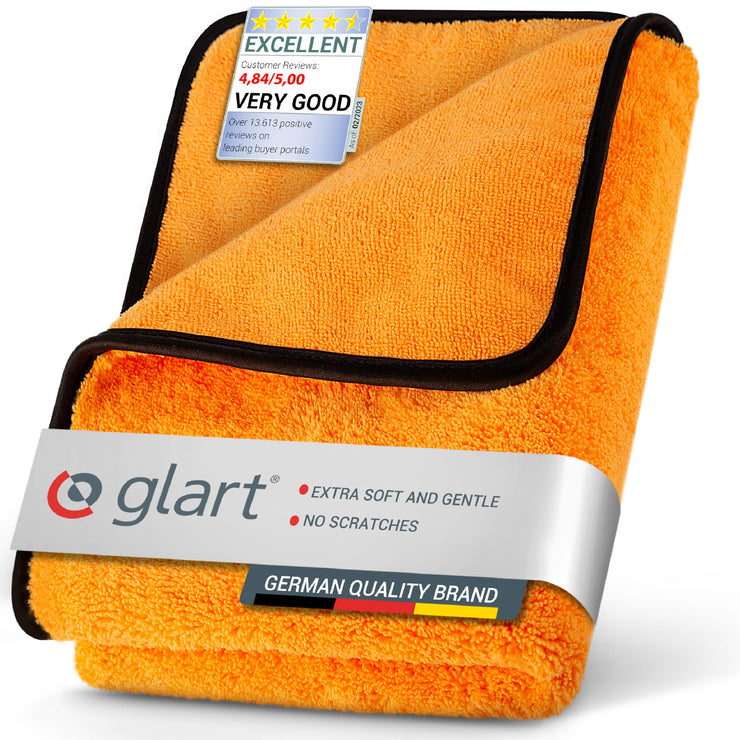 Glart 44WG Watergate super absorbent car microfiber cloth drying towel, 60 x 90 cm, orange, 1 pc. Microfiber cloth for car care, for drying before car polish and after wheel brush