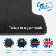 Car Mats for Ford Fiesta (2011-2017) [MK7] Tailored Fit Carpet Floor Mat Set Accessory Black Custom Fitted 4 Pieces with Clips - Anti-Slip Backing & Black Trim Edging