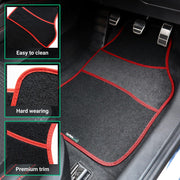 CarMats.co.uk Universal Car Mats Red Trim - Black Carpet Right Hand Drive Car Floor Mats