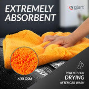 Glart 44WG Watergate super absorbent car microfiber cloth drying towel, 60 x 90 cm, orange, 1 pc. Microfiber cloth for car care, for drying before car polish and after wheel brush