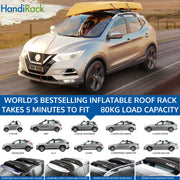 HandiWorld HRACK HandiRack Universal Car Roof Rack; Quick Fit Heavy-duty Roof Bars; Black, H10, W33, D146cm