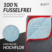 Glart 471PP microfibre cloth, for paint polish, panes, cockpit, polishing & drying for car, motorcycle and bicycle,microfibre polishing cloth varnish, 60x40 cm, Anthracite-blue