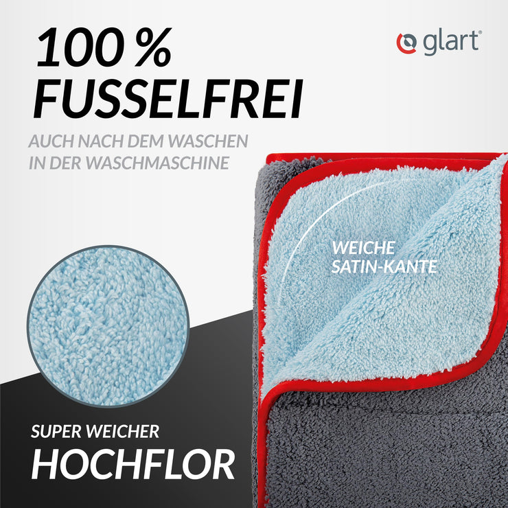 Glart 471PP microfibre cloth, for paint polish, panes, cockpit, polishing & drying for car, motorcycle and bicycle,microfibre polishing cloth varnish, 60x40 cm, Anthracite-blue