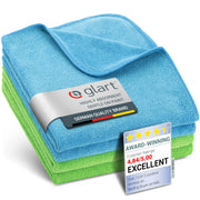 Glart 4448 Set of 4 super soft car microfibre cloths car car care household microfibre cloths 2 pcs blue 40x40 cm, 2 pcs green 40 x 40 cm, microfibre cloth washing set also for window cleaners