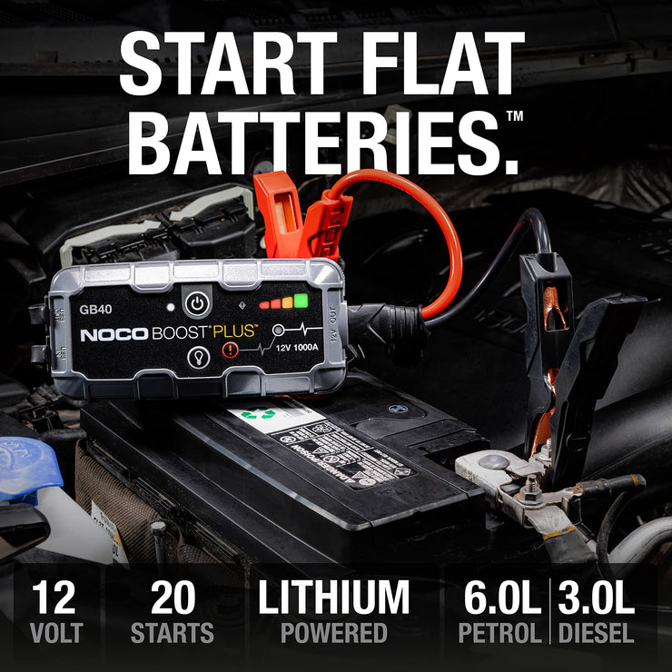 NOCO Boost Plus GB40 1000 Amp 12-Volt UltraSafe Portable Lithium Car Battery Jump Starter Pack for up To 6-Liter Petrol and 3-Liter Diesel Engines