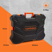 VonHaus Socket & Tool Set, 256 Piece Tool Set with Socket Set, in Heavy Duty Storage Case, Everything You Need for DIY, Workshop & Garage, Spanners, Pliers, Screwdrivers & Grips, 2 Year Warranty