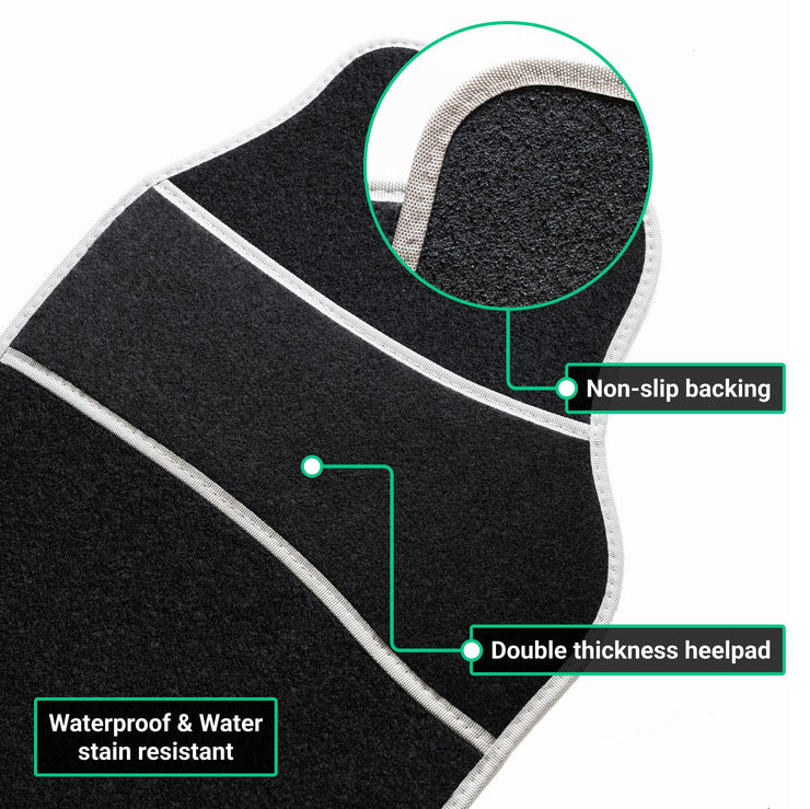 CarMats.co.uk Universal Car Mats Grey Trim - Black Carpet Right Hand Drive Car Floor Mats