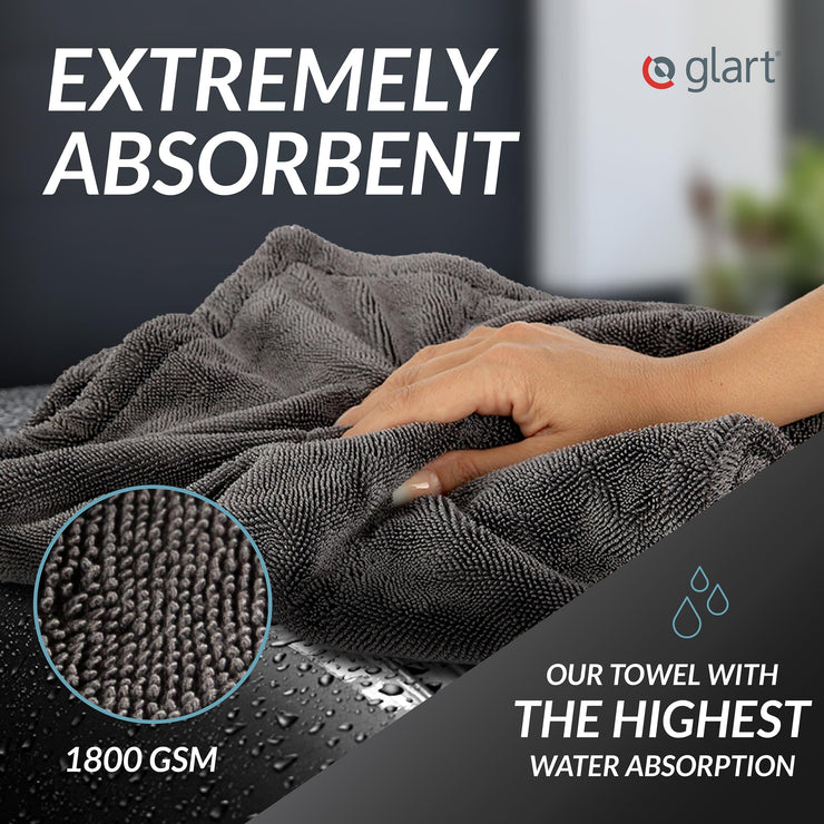 Glart Twist Car Drying Cloth XXL - Premium 80x55cm microfiber towel for scratch-free drying Large drying towel for cars and motorcycles